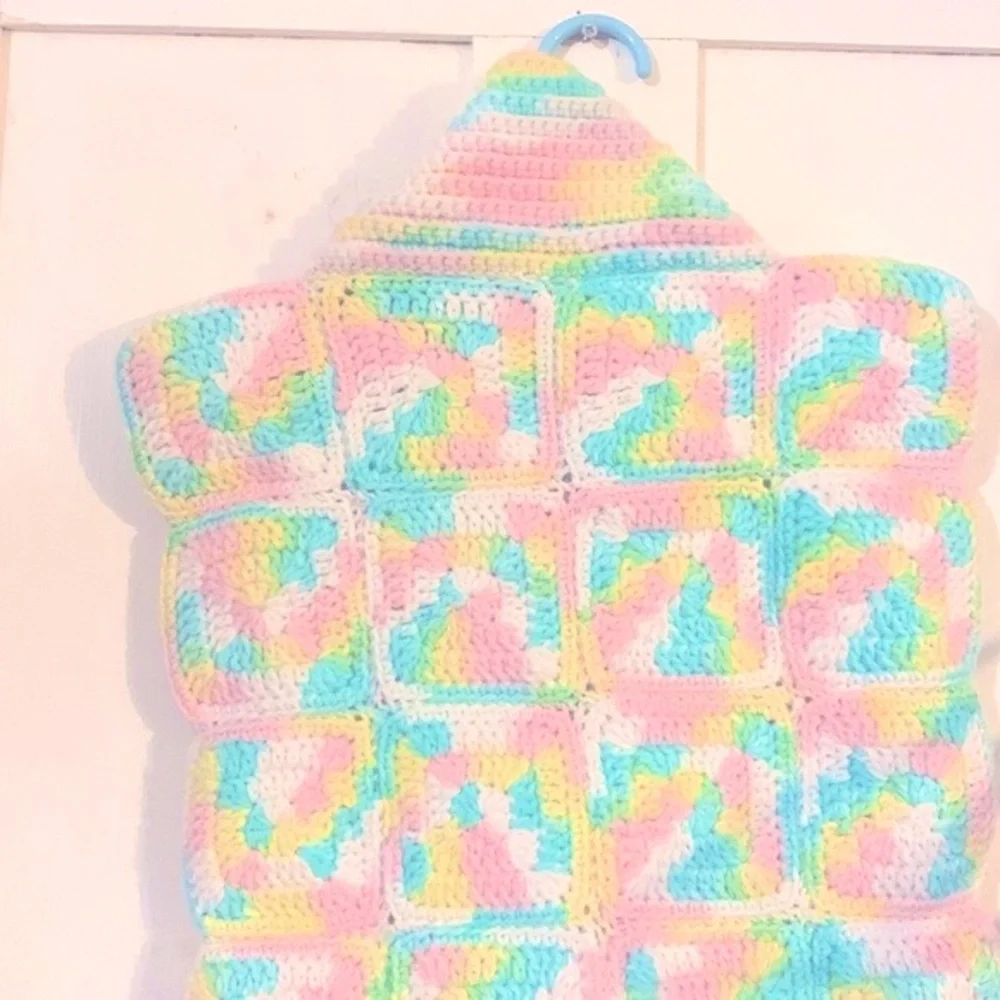 OOAK Hand-crafted infant sleep sack in pastel granny squares